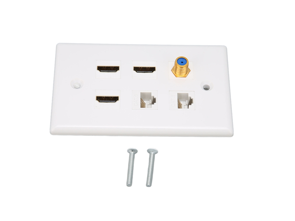 Aetheria placa de Parede com 6 Portas Interface Multimídia Hd Cat6 Tv F Home