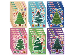 24 Adesivos Natalinos Para Decorar Árvores De Natal, Incluindo Desenhos Do Papai Noel E Do Elmore.