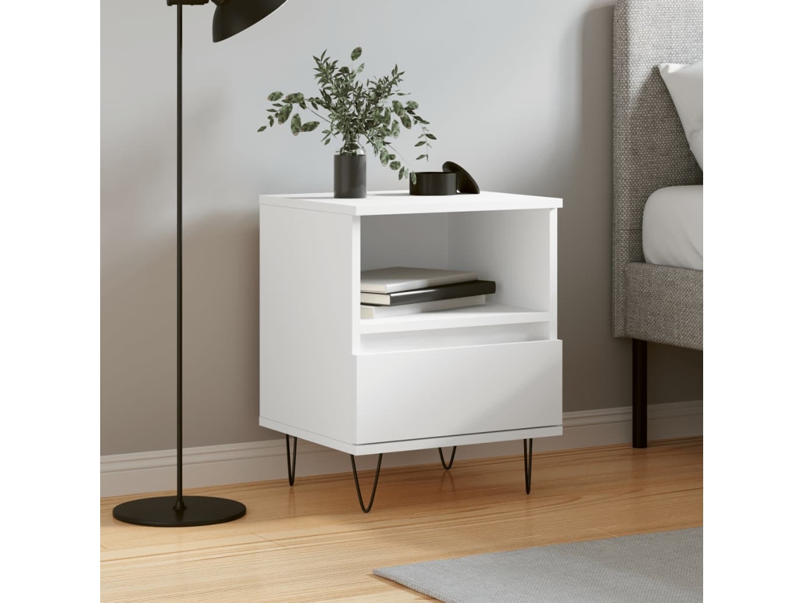 Vidaxl Mesa De Cabeceira 40x35x50 Cm Derivados De Madeira Branco