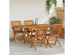 Vidaxl 5 Pcs Conjunto De Jantar Para Jardim Madeira De Teca Maciça