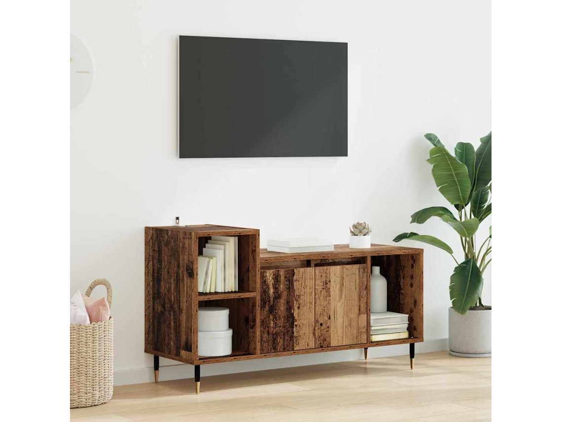 Vidaxl Gabinete Para Tv 100 X 35 X 55 Cm Madeira Antiga