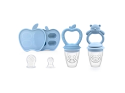Alimentador Frutas Bebé EIFSON 6+ Meses com Molde Gelo e 2 Chupetas (maçã+urso Azul)