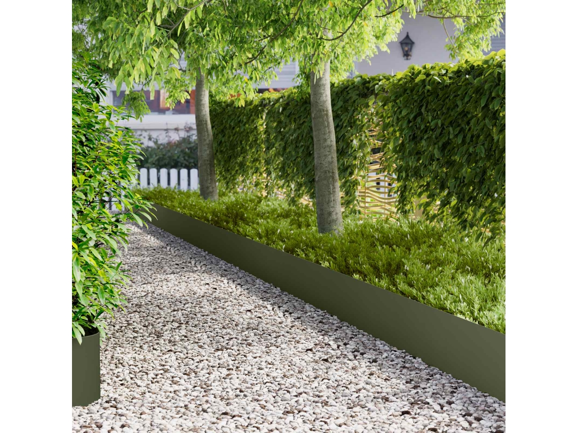Vidaxl Acabamento Para Gramado 20 Unid. 100 X 22 Cm Aço Verde-azeitona
