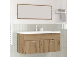 Vidaxl Armário De Banheiro Carvalho Artesanal 100 X 38,5 X 46 Cm