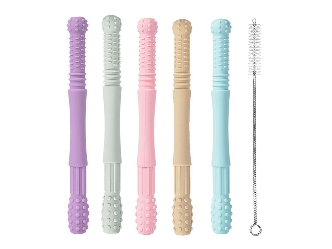 5 Tubos Masticáveis LAXISCREED Silicone Macio com Escova