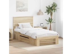 Vidaxl Estrutura Da Cama Com Cabeceira Carvalho Sonoma 100 X 200 M