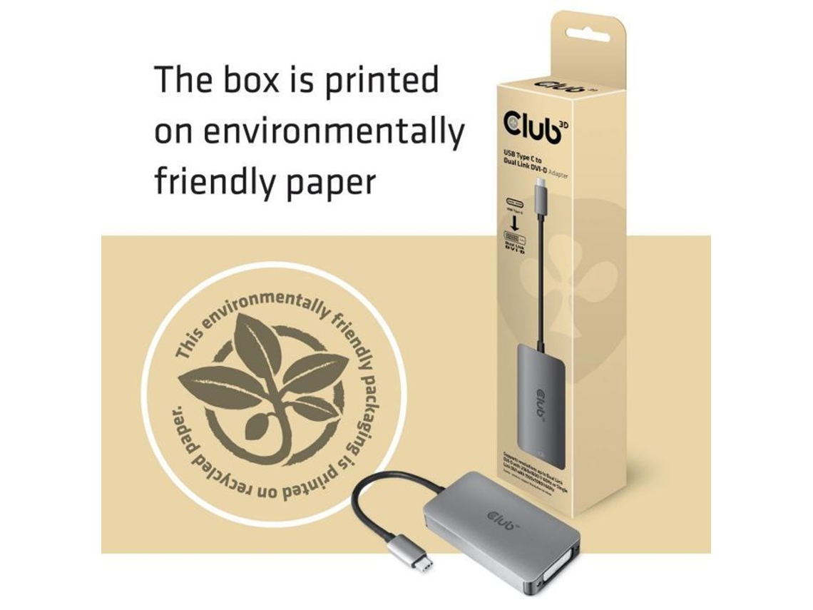 Cac-1510-A 3D Gen1 Type-C para Dual Link Dvi-D Hdcp Versão Off Adaptador S/B Ativo para Monitores Apple Cinema CLUB 3D