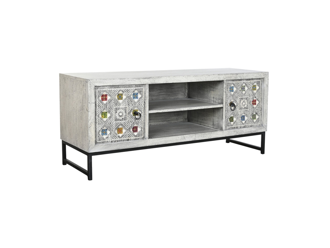 Suporte para TV em Madeira de Mangueira, com Cerâmica, 130x40x56cm ALEXANDRA HOUSE LIVING