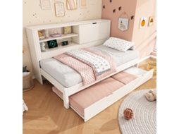 Sofá Cama 90×200cm, Branca, Usb, Armazenamento (sem Colchão)-op