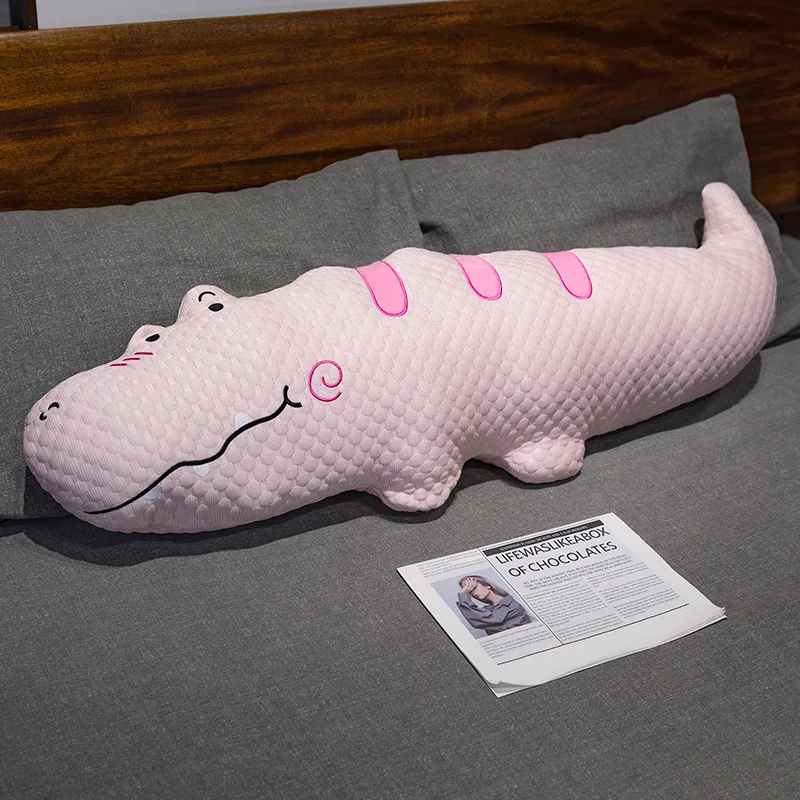 (rosa 90cm) Almofada Comprida Para Sofá Com Estampa De Crocodilo E Bolinhas De Gelo, Respirável.