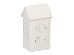 Relaxdays Casa De Tealight Em Cerâmica, Para 1 Tealight, A X L X P: 12 X 6 X 5,5 Cm, Suporte Para Tealight, Branco
