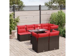 Vidaxl Conjunto De Sofá De Jardim Com 8 Peças E Almofadas Em Rattan Sintético Marrom