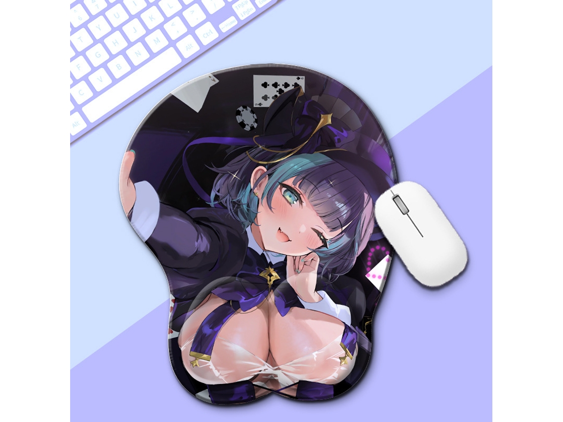 Mouse pad de pulso de anime (255 x 215 x 30 mm), bidimensional, antiderrapante e resistente à sujeira, macio e confortável (1 peça/DMH 19)
