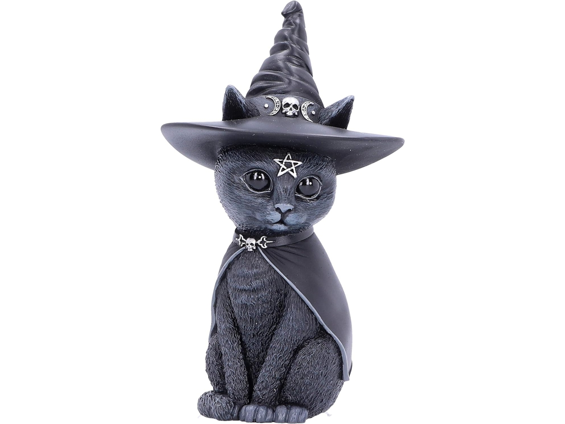 Estátua de Gato Misterioso com Chapéu Bruxa Preto, 10, 5 Cm, Escultura de Animal Independente BRILVIBERA