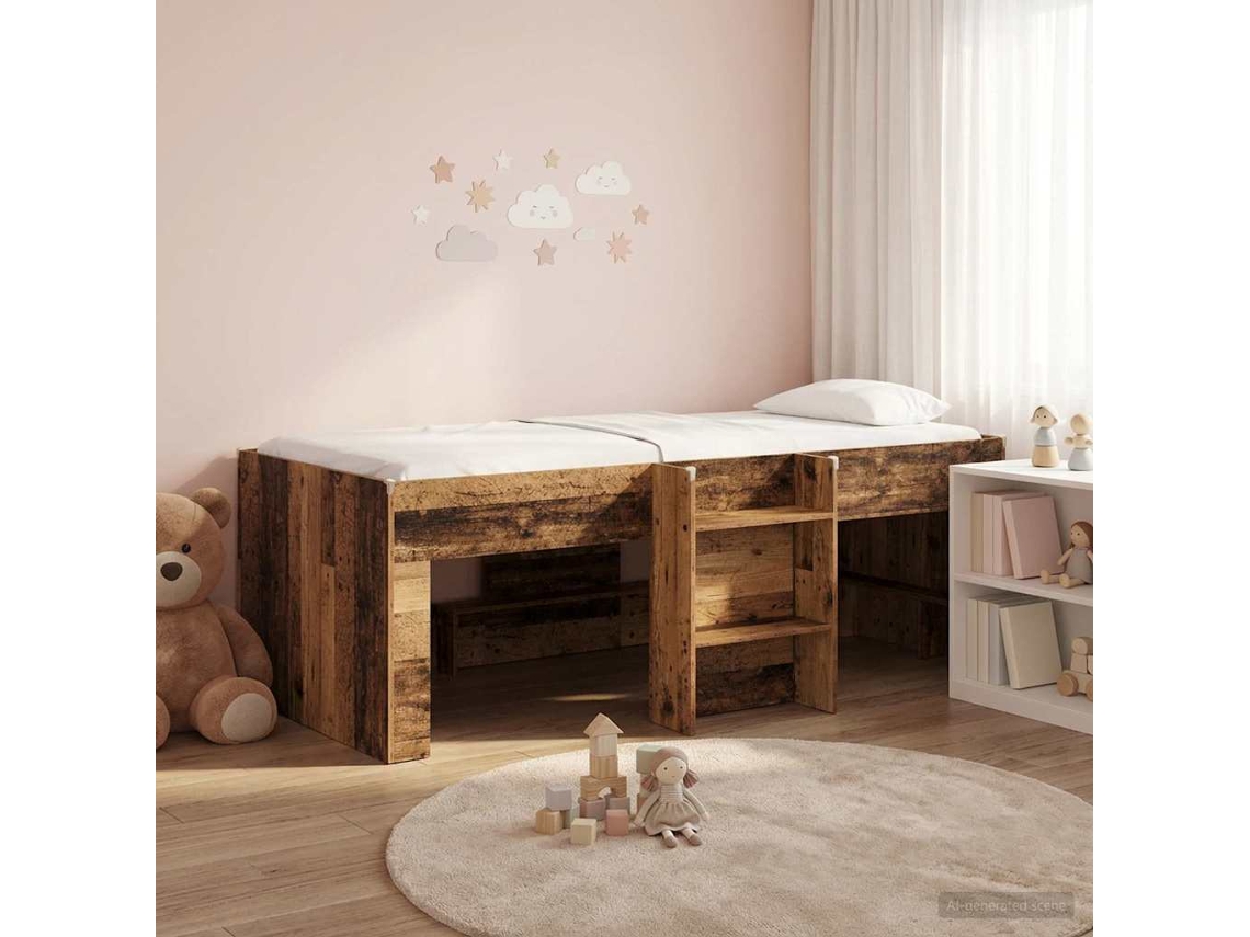 Vidaxl Cama Alta Para Crianças Madeira Antiga 75 X 190 Cm