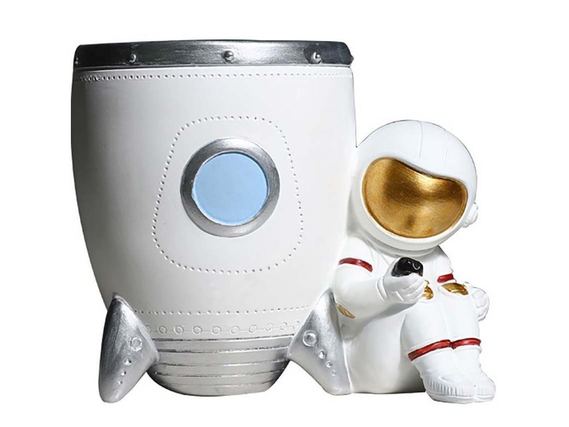 2026 porta Lápices Astronauta Con Cohete, Organizador de Escritorio de Resina Decorativo para Oficina Y Regalo