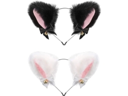 2026 diadema de Orelhas de Gato com Cascabeles para Cosplay Decoração Diária Festa 2 Peças Mulher Menina