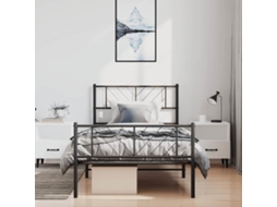 Vidaxl Estrutura de Cama com Cabeceira e Pés 100x190 Cm Metal Preto