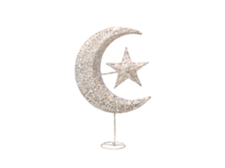 Estrela Natal Prata 20cm Ferro Brilhante Topo Árvore