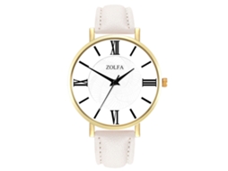 Relógio de Pulso Casal de Quartzo com Pulseira de Pu Branco Estilo Simples Elegante