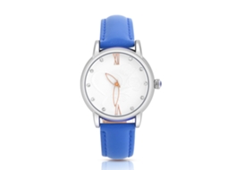 Relógio Analógico Feminino de Quartzo com Cinta de Couro Rose Blue À Prova D'água 30m