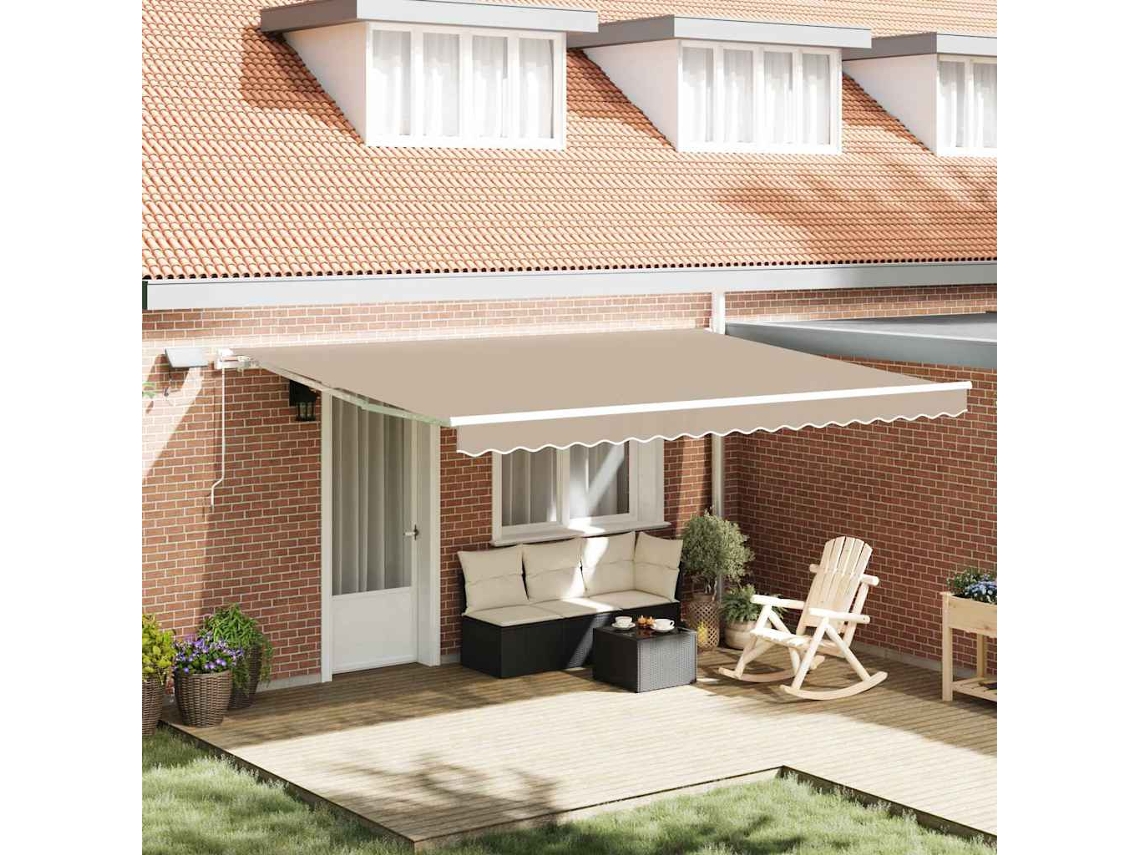 Vidaxl Toldo Retrátil Bege 450 × 300 Cm Tecido E Alumínio