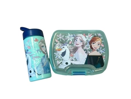 Conjunto De Refeição Para Criança Rainha Das Neves Com Lancheira E Garrafa 420ml Plástico Verde Claro Para Escola E Passeios Eurobaq