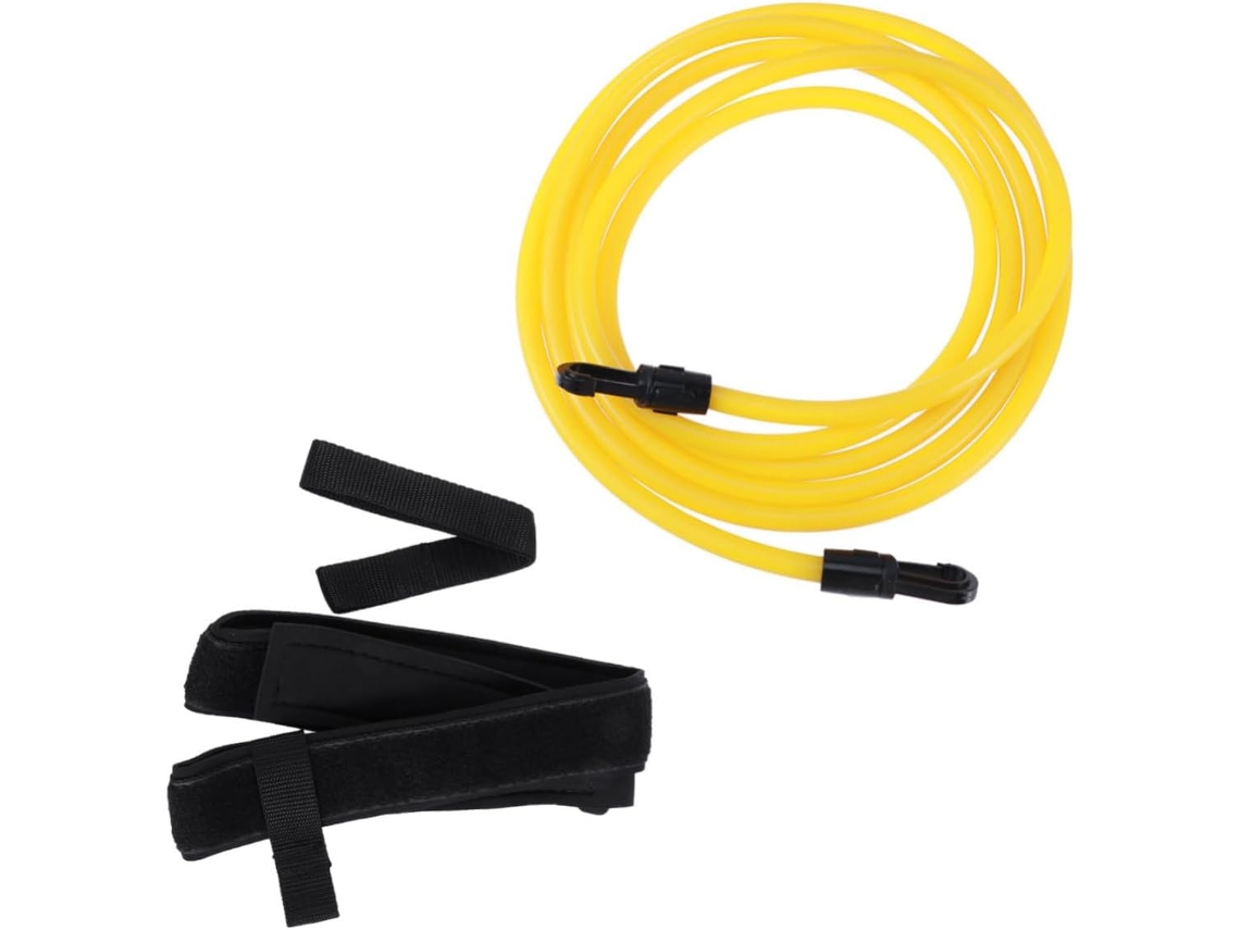 Conjunto De Cinto Resistência Para Natação Com Alça Cintura E Presilha | Cordão Látex Amarelo, Bolsa Malha