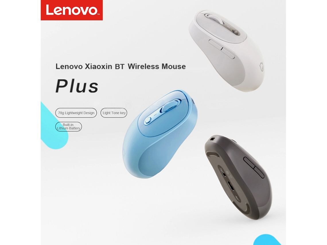 Aetheria mouse Sem Fio Bluetooth Lenovo Xiaoxin Plus Leve Ergonômico com Botão Mudo Carregamento Type c