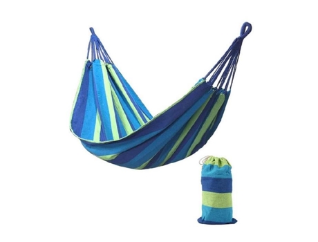 280 80cm 2 Pessoas Rede Listrada Cama De Lazer Ao Ar Livre Cama De Suspensão Engrossada - Azul LESHP