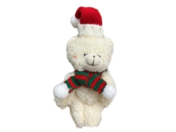 Urso De Natal 16cm Com Bufanda Vermelha E Verde