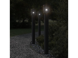 Vidaxl Candeeiro De Chão P/ Exterior C/ Tomada 110 Cm Aço Inox. Preto