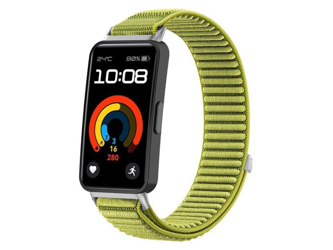 Bracelete Para Huawei Band 10 / 9 / 8 - Nylon Trançado - Fecho De Velcro Verde-campo