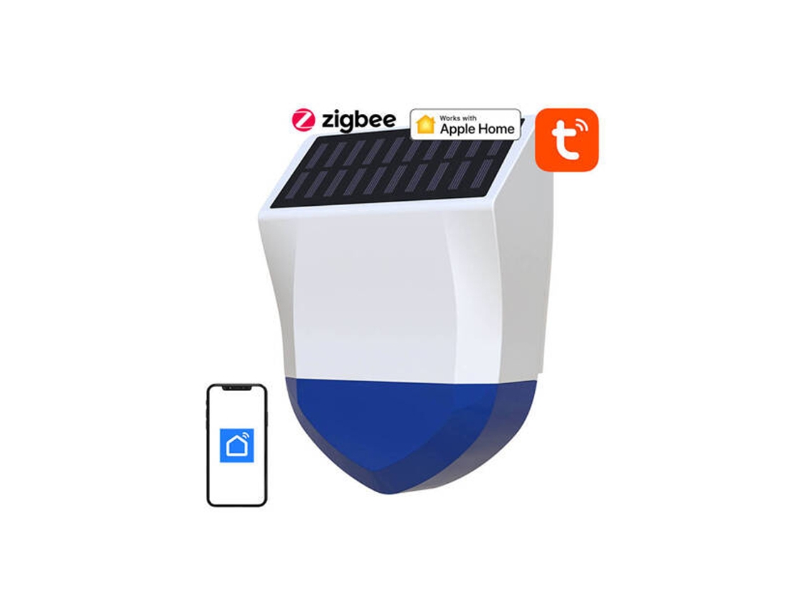 Sirene Externa Neo Zigbee E Tuya Compatível Com Painel Solar Aquaforge