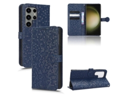 Capa De Couro Com Textura De Favo De Mel Para Samsung Galaxy S23 Ultra 5g