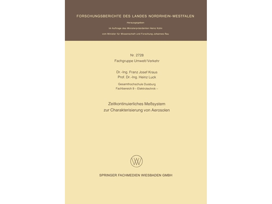 Livro Zeitkontinuierliches Mesystem Zur Charakterisierung Von Aerosolen De Franz Josef Kraus (alemão)
