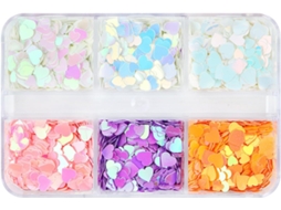 Glitter Holográfico Para Unhas Com Confete, 6 Grades, Dia Dos Namorados