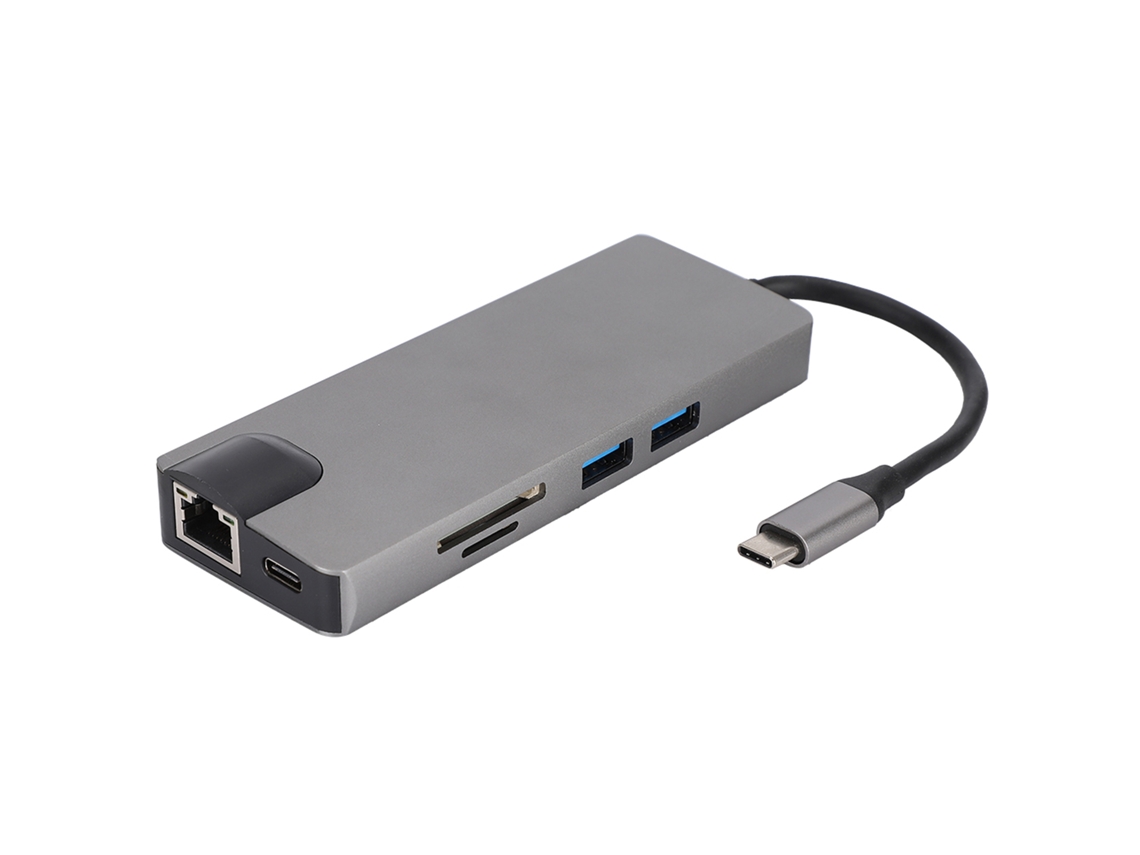 Hub Usb c com Ethernet, 2 Portas Usb 3.0, Hdmi e Leitor de Cartão Sd para Notebook e Acessórios de Escritório AQUAFORGE