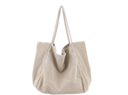 Bolsa Grande Feminina Estilo Sacola, Ombro em Veludo Cotelê com Bolso Interno, Design Prático, Dobrável, Múltiplas Formas de Transporte AQUAFORGE