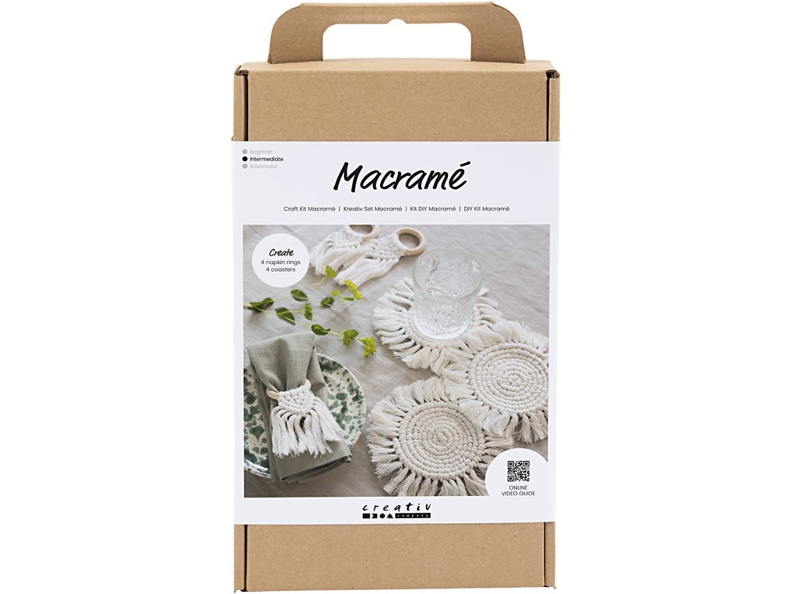 Conjunto De Artesanato Diy Em Macramê Da Creativ Company, Decoração De Mesa, Cor Off White.