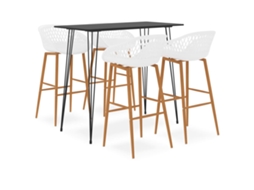 Vidaxl 5 Pcs Conjunto De Bar Preto E Branco