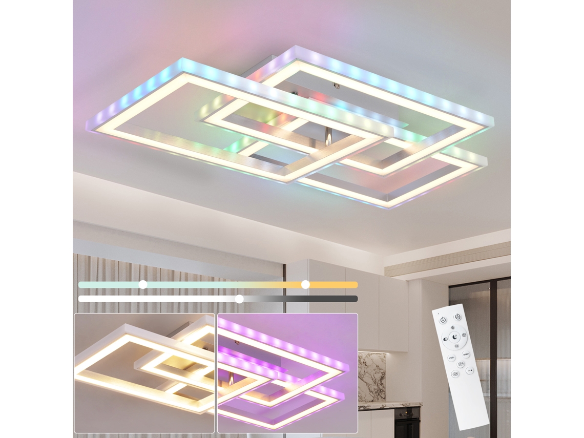 ZMH Luminária de teto LED RGB com controle remoto e dimerizável para quarto