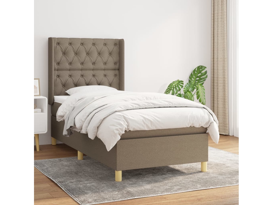 Vidaxl Cama Com Molas/colchão 80x200 Cm Tecido Castanho-acinzentado