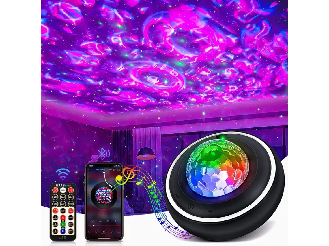 Projetor de Estrelas Led com Bateria, Projetor de Estrelas Galáxia, 2, 5h Preto Recarregável, 5h de Duração da Bateria BRILVIBERA