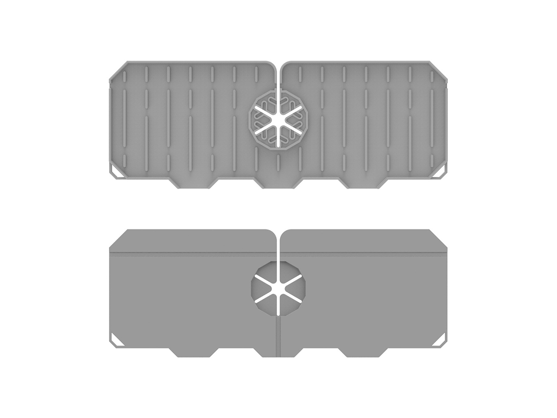Jogo de toalha de silicone para pia e torneira, protetor de borrifação com drenagem, 36x13,5cm