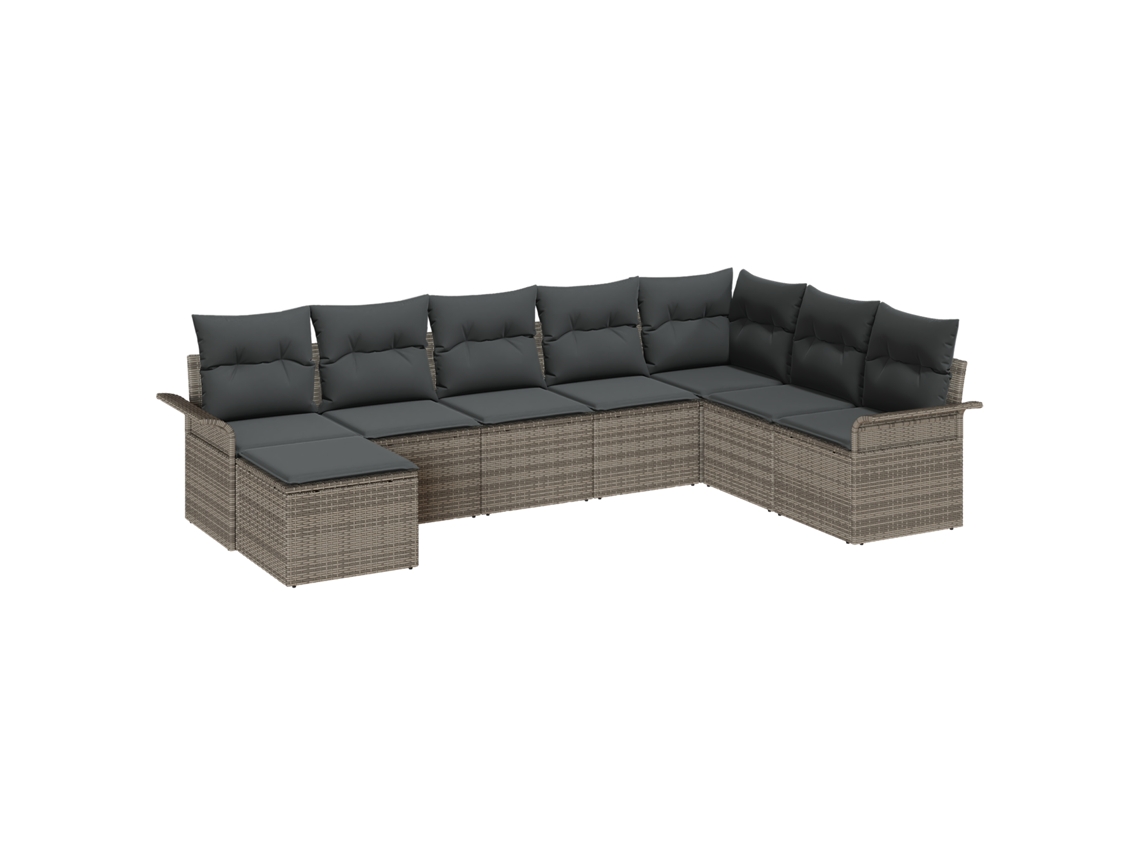 Conjunto 8 Sofá De Jardim Vidaxl Cinzento Vime Pe (297,5 X 187,5 X 85 Cm)