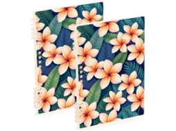 Conjunto de 2 Cadernos Havaianos, Tamanho A5, 21,1 X 14,5 Cm e Largura, Encadernação em Espiral, Pautados, Par