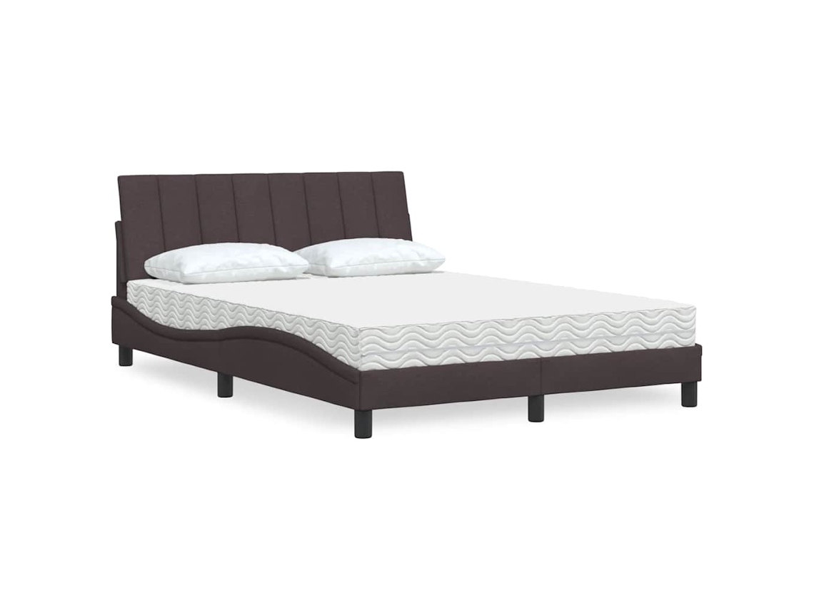 Vidaxl Cama Com Colchão Hanko 140x200 Cm Tecido Castanho-escuro
