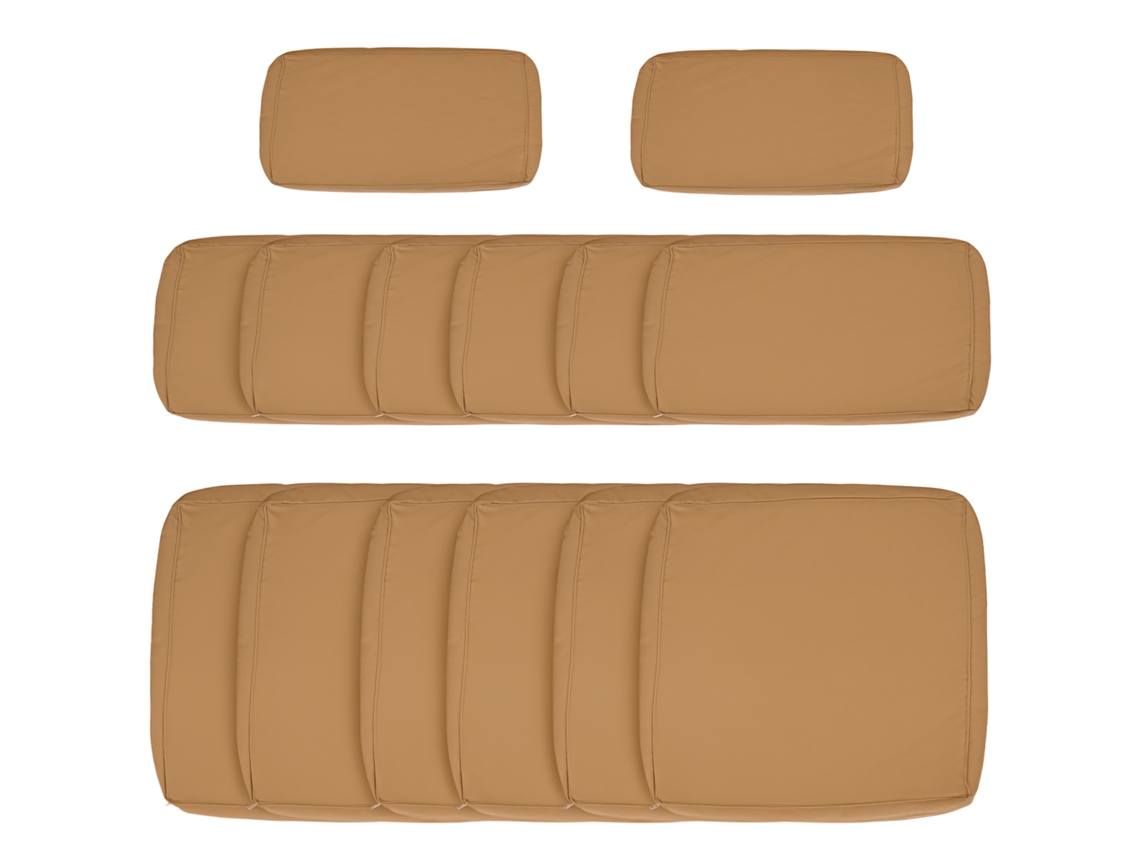Kit de 14 capas de reposição para almofadas de jardim, 6 para assento, 8 para encosto, marrom BTFORUS