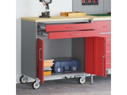 Vidaxl Bancada De Trabalho Com Rodas Vermelho E Cinza 75 X 45 X 85 Cm